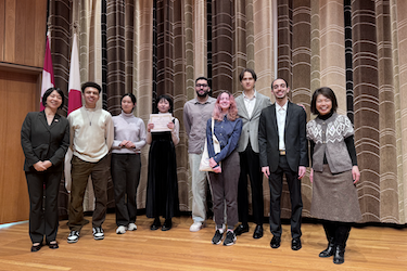 Group picture of contestants and instructors at the Japanese Embassy