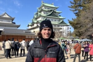 Lawrence Barss in front of Nagoya Castle