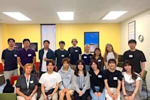 Elizabeth Sowka with group of Japanese students in the LLRC