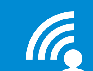 RSS feed icon on a blue background