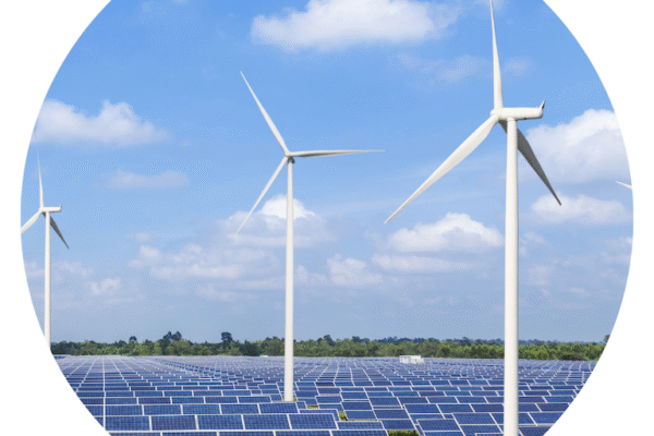 Solar panels and wind farm