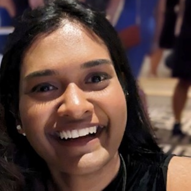 Rumya smiles for camera