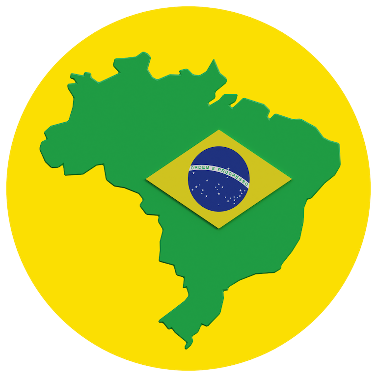 Map of Brazil on yellow circle
