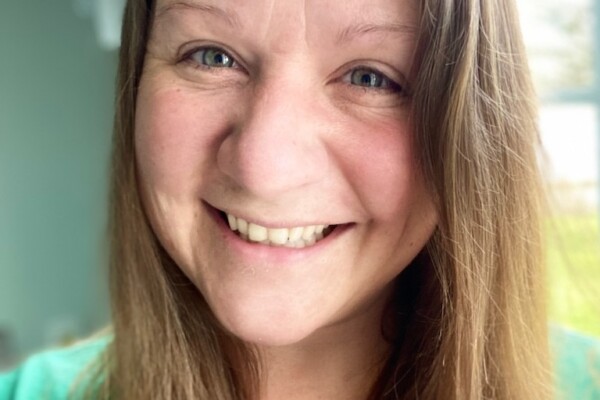 Katie smiles for the camera