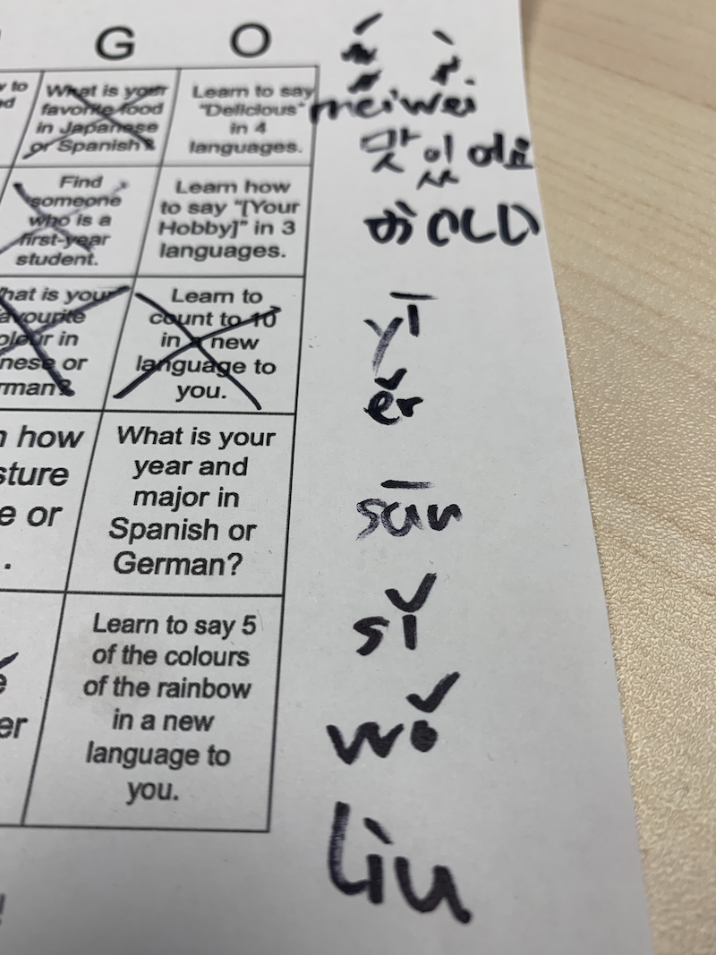 Mostly filled out BINGO card