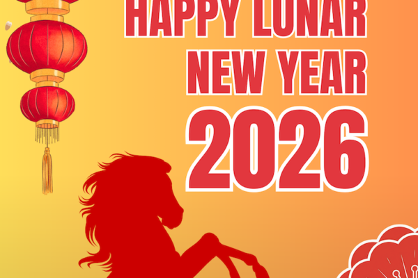 Happy lunar new year shows horse and lantern