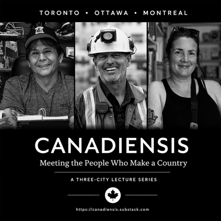 Canadiensis three city tour poster shows 3 people they interviewed