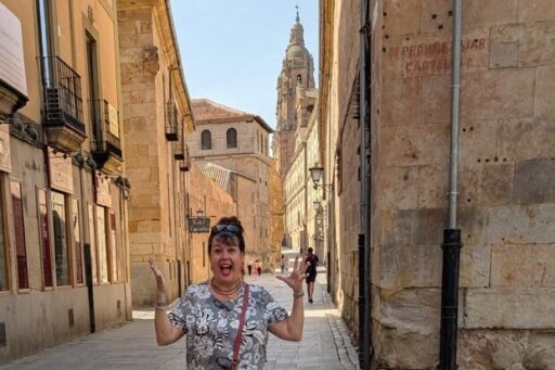 Janett with a big smile in the streets of historic Salamanca.