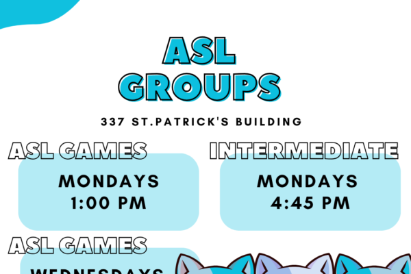 ASL Groups shows three cats and session times