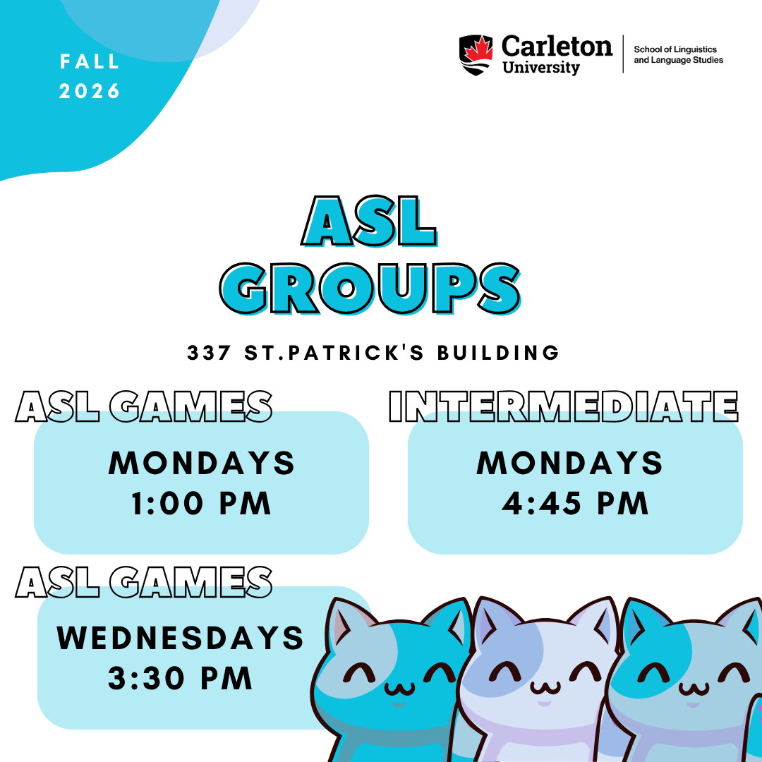 ASL Groups shows three cats and session times
