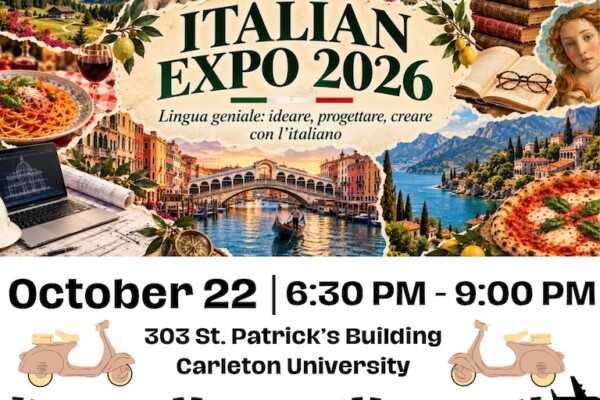 Poster of Italian Expo 2026 with photos from different regions of Italy