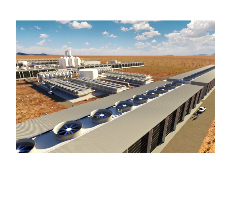 A projection of what the DAC Centre will look like, a series of modern installations in an arid landscape