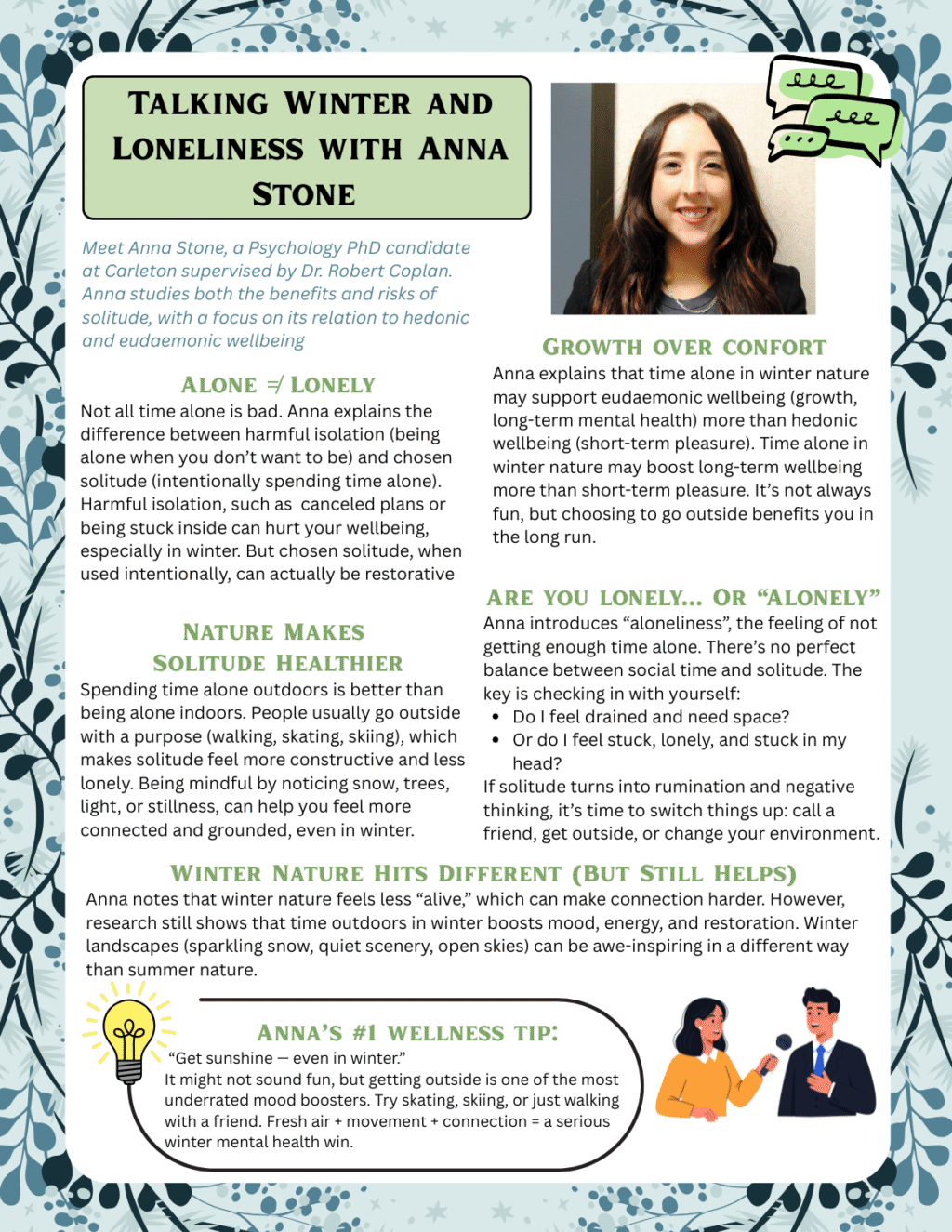 Talking winter and loneliness with Anna Stone