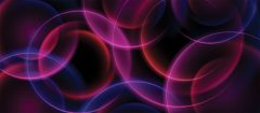 Abstract dark blue background. Vector image. Blurry semi-transparent red and purple circles with reflections. Energy rings in motion. Template for text. See Less