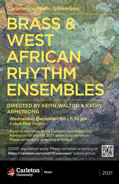 West African Rhythm Ensemble and Brass Ensemble End of Term concert poster