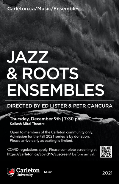 Jazz and Roots Ensemble end of term concert poster
