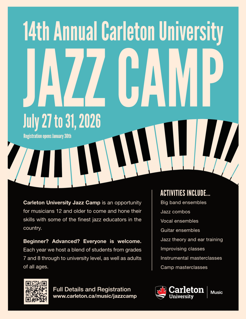 2026 Carleton University Jazz Camp poster