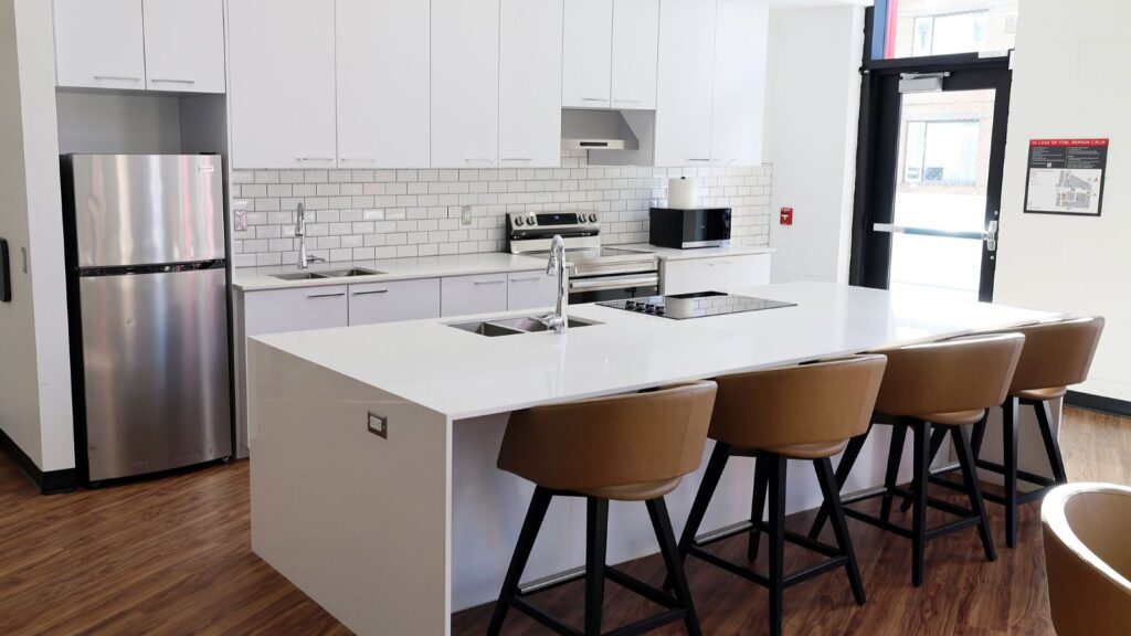 The community kitchen in Rideau House. 