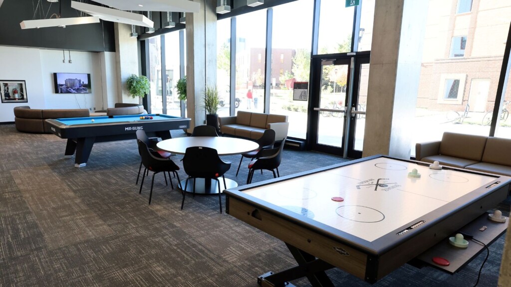 The games and media room in Rideau House. 