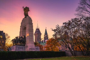 National War Memorial, Confederation Square in autumn, Ottawa, Ontario.