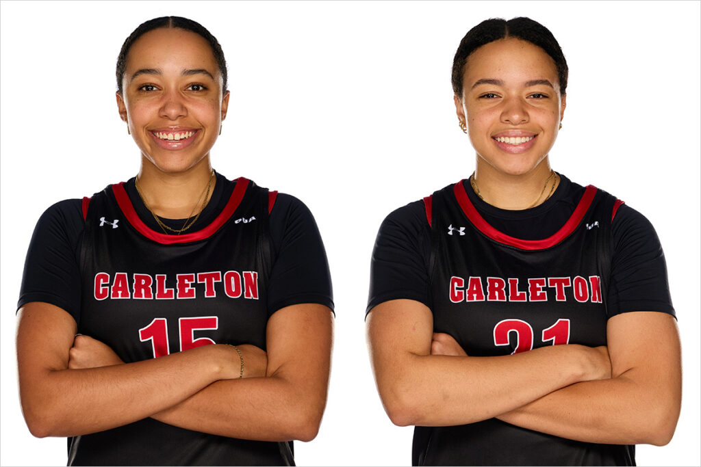 Two members of the Carleton University Women's Basketball team.