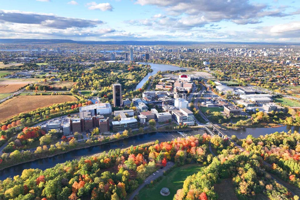 An aerial view of the Carleton University campus.