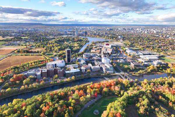 An aerial view of the Carleton University campus.