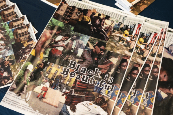 Pamphlets and information at a table in support of Black History Month