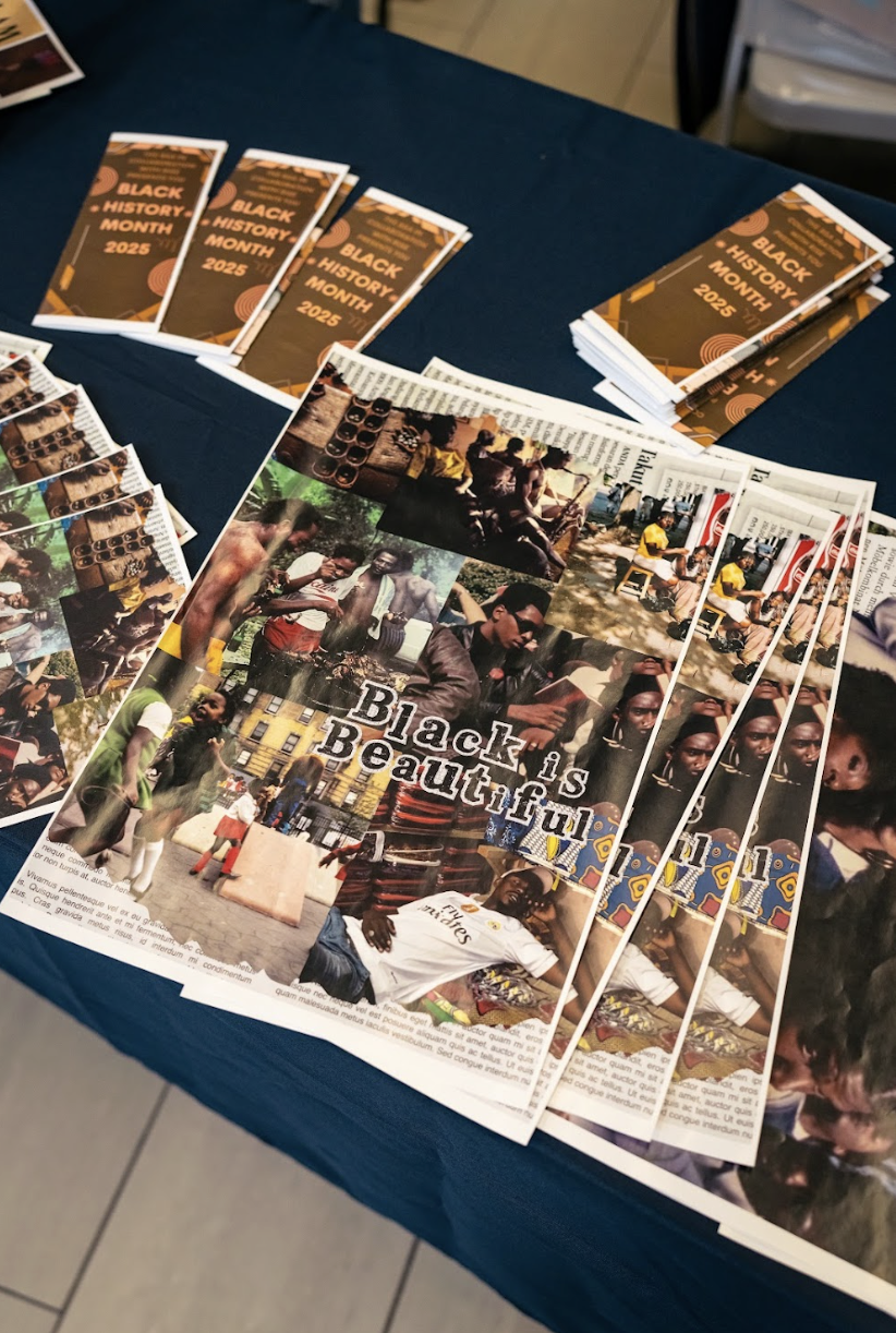 Pamphlets and information at a table in support of Black History Month