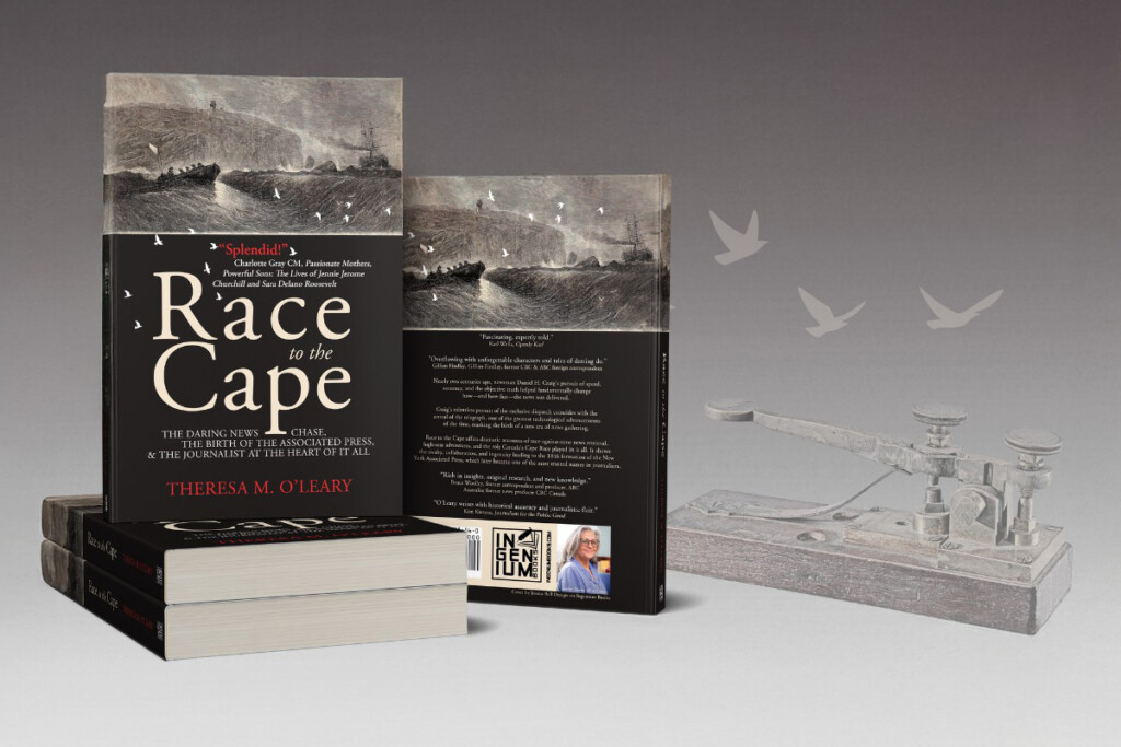 A book, Race to the Cape, on display.