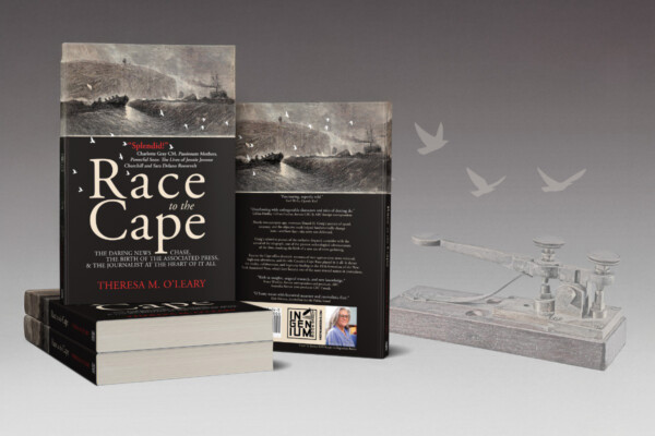 A book, Race to the Cape, on display.