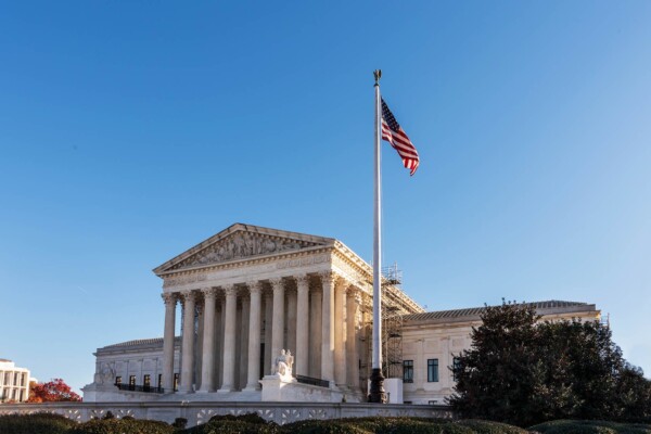 U.S. Supreme Court building symbolizing legal decisions related to tariffs and trade policy.