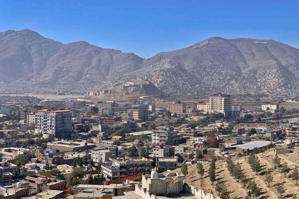 An aerial view of Kabul, Afghanistan, where a recent hospital strike killed over 400 people.