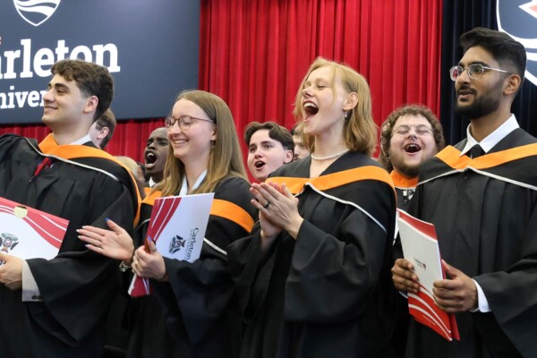 Students cheer at Spring Convocation