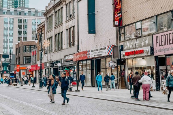 A busy street in Montreal.