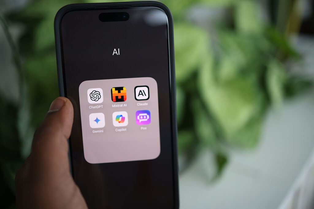 AI apps displayed on a mobile phone.