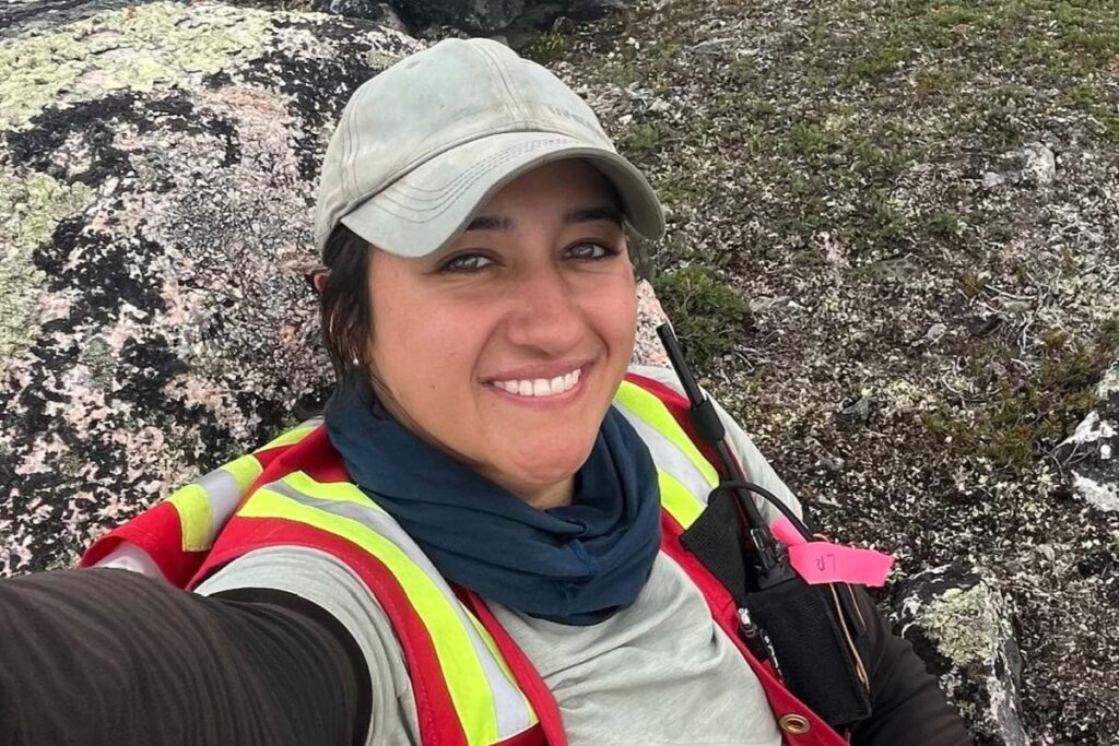 Researcher conducting peatland fieldwork in the Yukon.