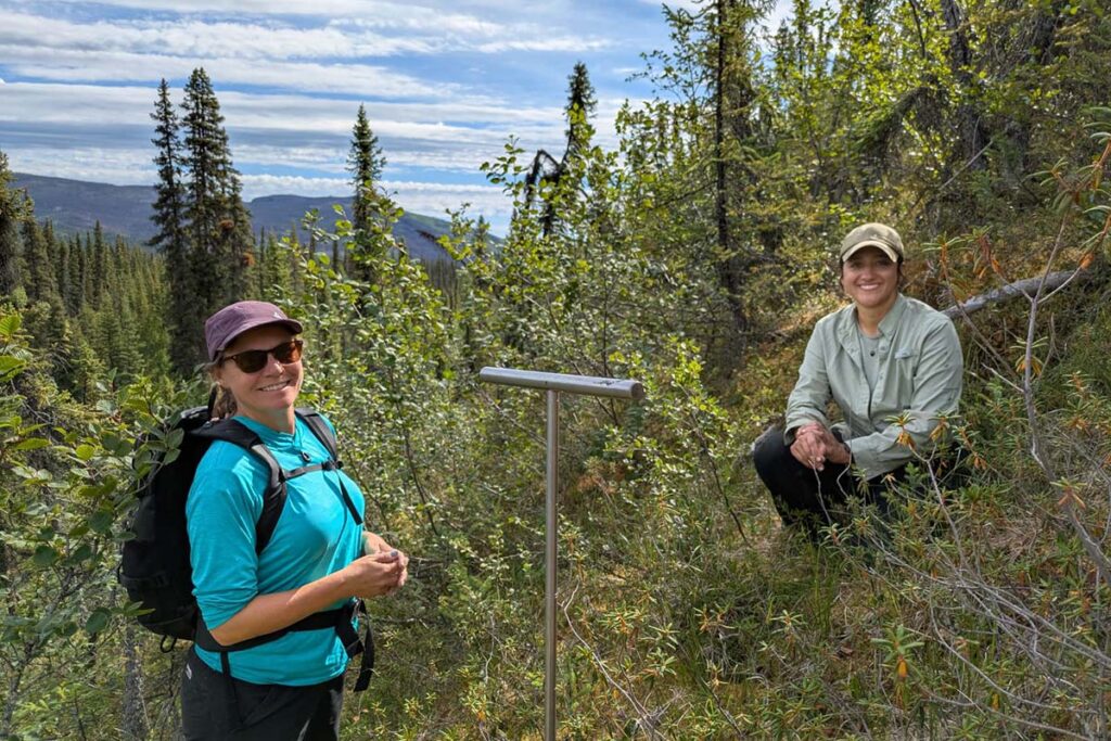 Koreen Millard and Leila Rashid conducting peatland research in the Yukon.