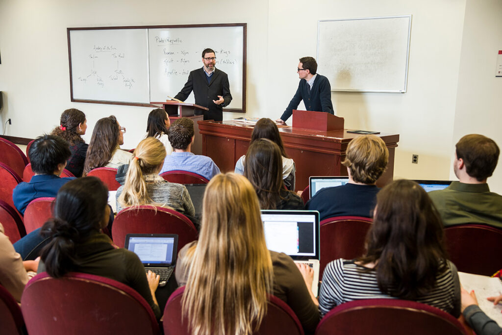 Students and professors during a lecture at Carleton University.