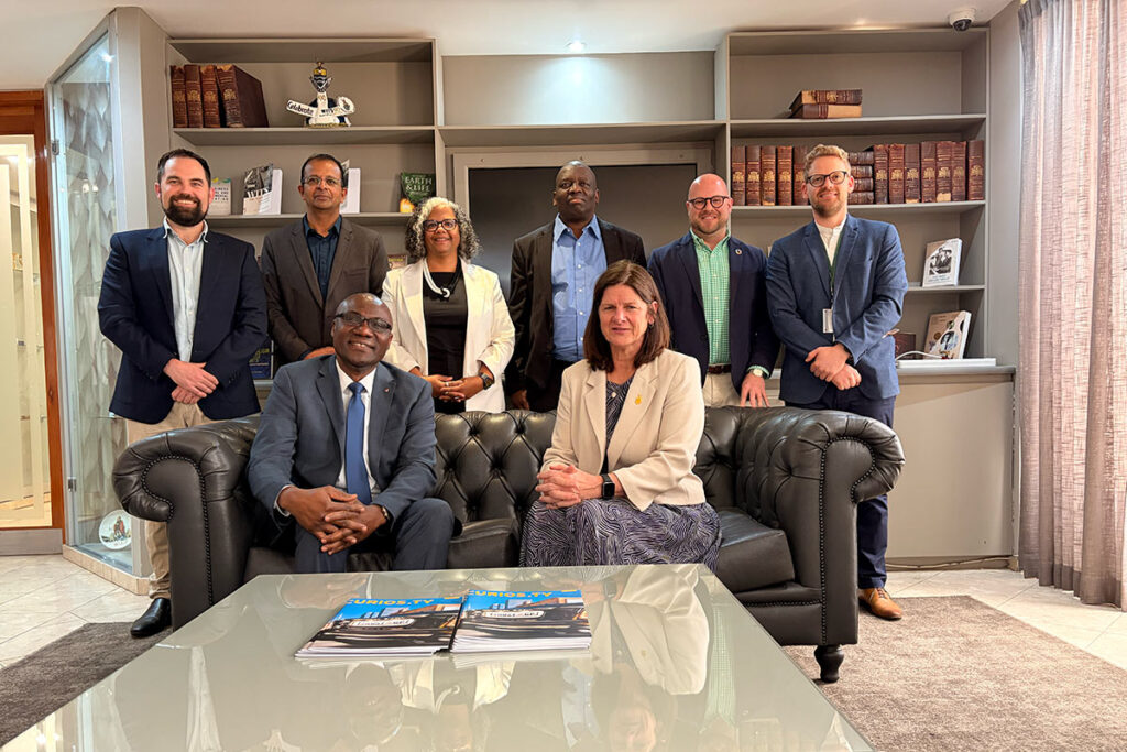Carleton delegates and South African university representatives gather for a group photo.