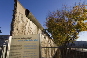 Remains of the Berlin Wall stand in Berlin, Germany.