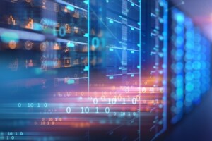 An artistic representation of data on a computer screen.