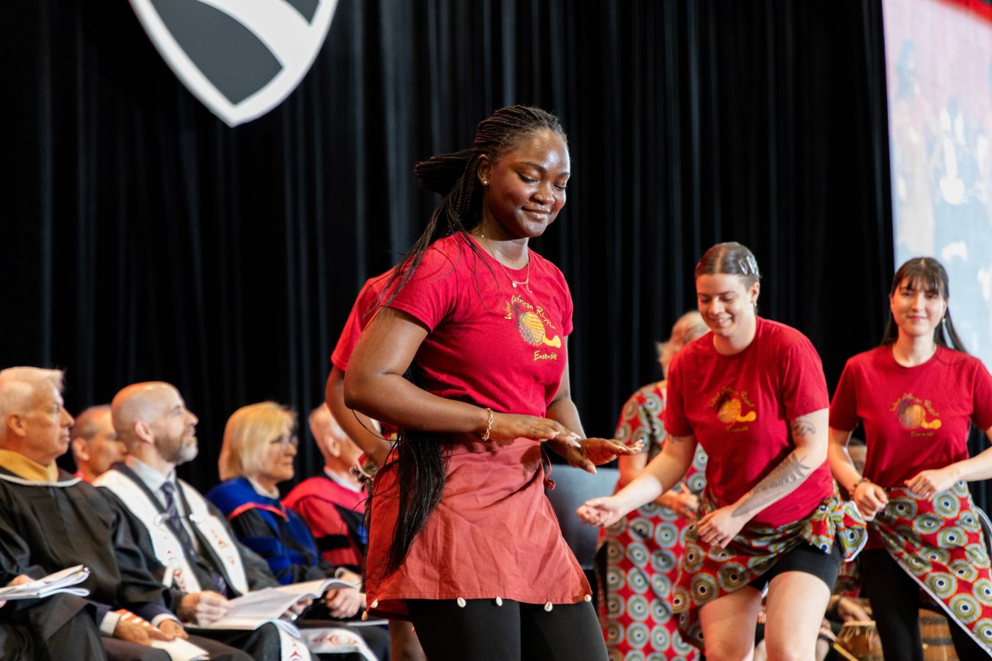 Carleton West African Rhythm Ensemble perform at convocation.