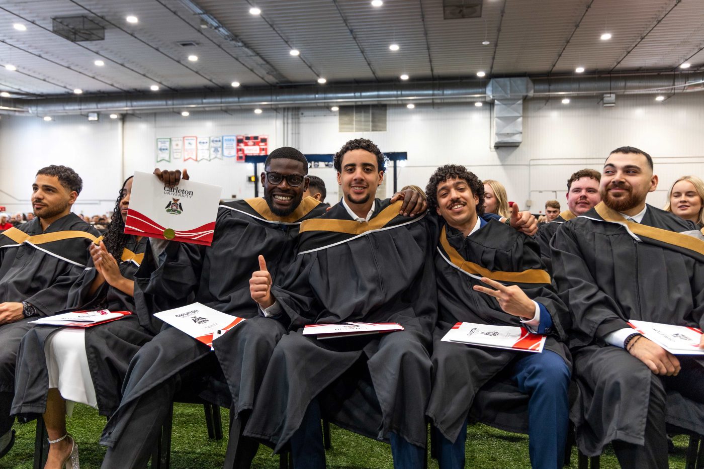 Graduating students at a convocation ceremony.