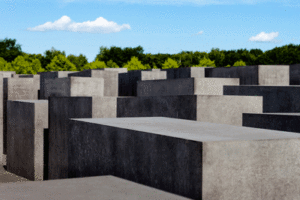 A photo of the Holocaust Memorial in Berlin, Germany.