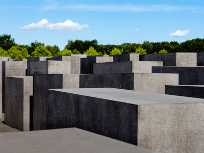 A photo of the Holocaust Memorial in Berlin, Germany.