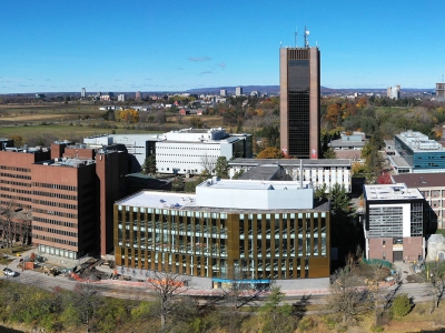 Aerial view of the ARISE Building at Carleton University.