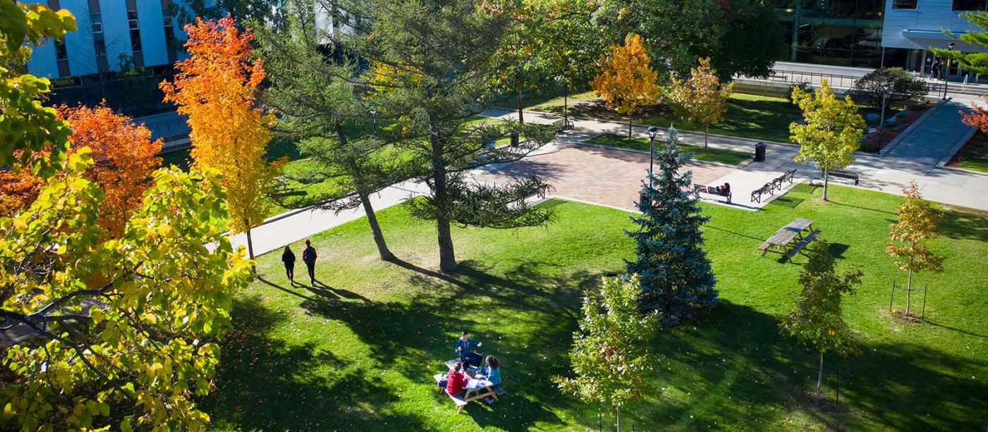 Aerial view of the quad on the Carleton University campus