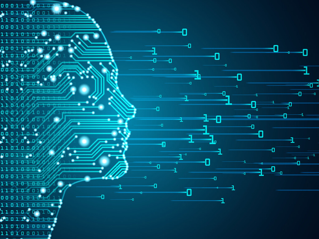 A face made out of binary code.