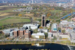 An aerial photo of Carleton campus